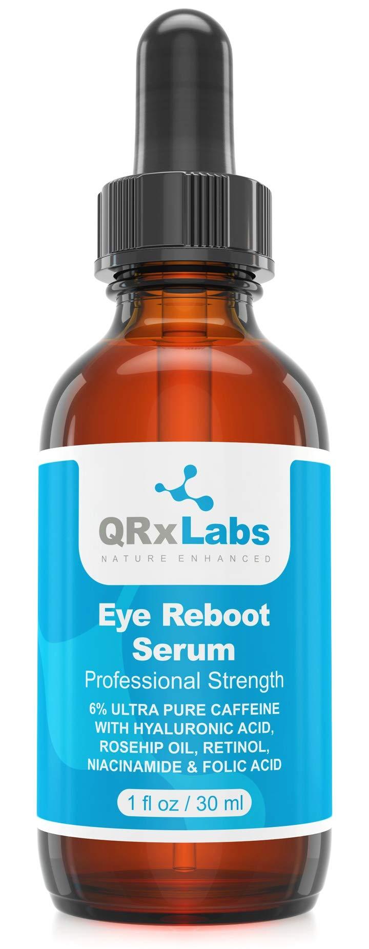 [Australia] - Eye Reboot Serum with 6% Caffeine, Hyaluronic Acid, Rosehip Oil, Retinol, Niacinamide & Folic Acid - Reduces Puffiness, Dark Circles, Crow Feet, Wrinkles and Fine Lines Around The Eyes - 1 oz / 30 ml 