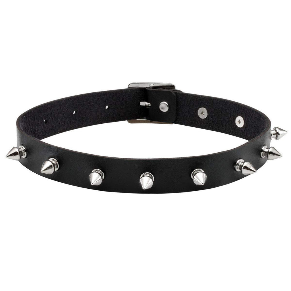 [Australia] - EIGSO Vintage Punk Goth Studded Rivet Pu Leather Collar Choker Necklace with Spikes Adjustable G-Black 