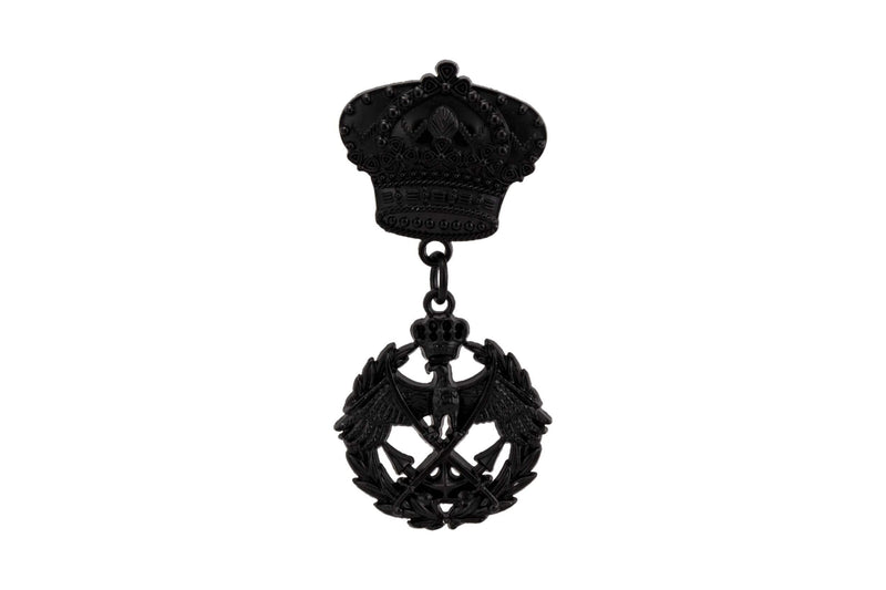 [Australia] - Knighthood Matte Black Crown with Hanging Crowned Eagle Victory Lapel Pin/Brooch 