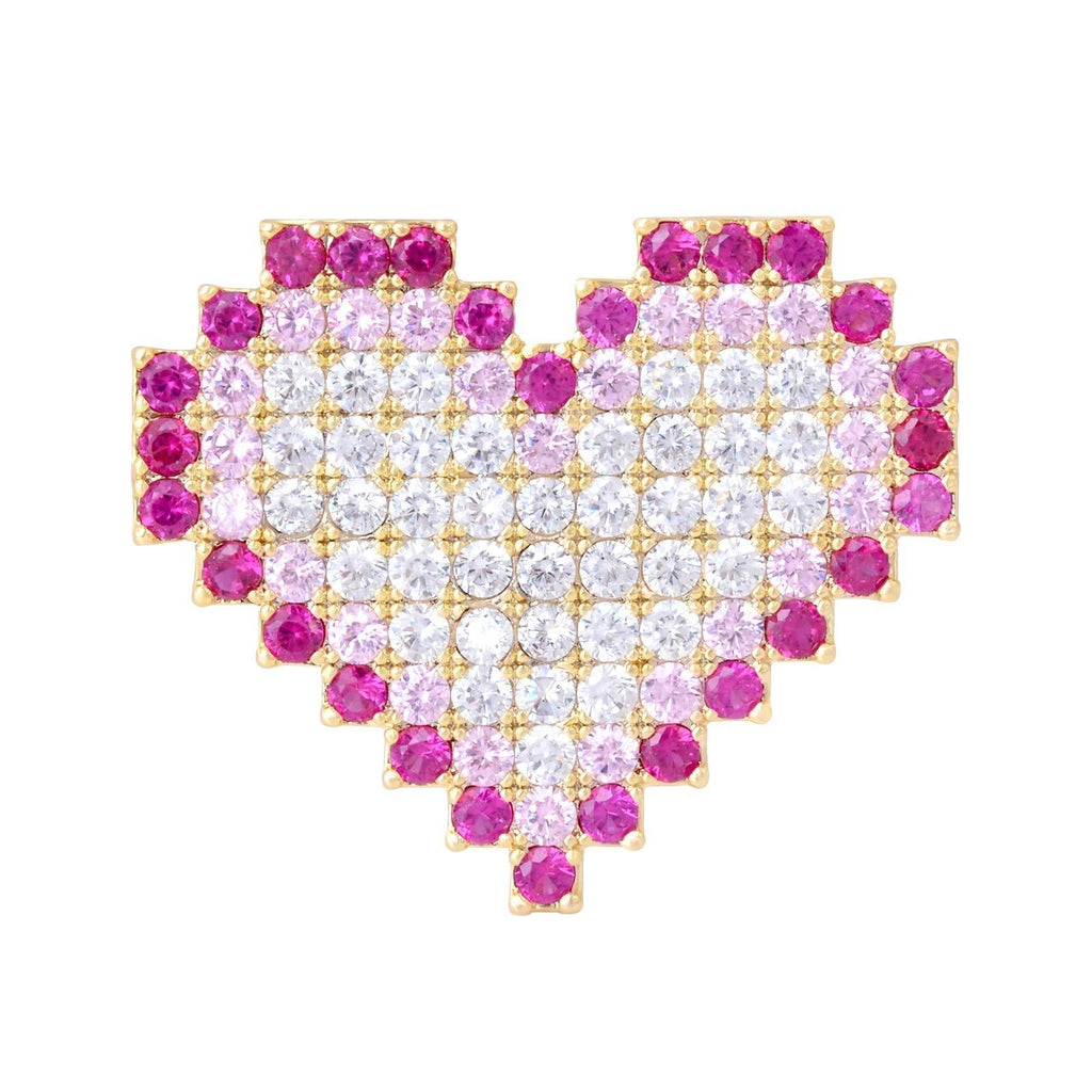 [Australia] - OBONNIE Women Sparkling Crystal Valentine's Day Love Heart Brooch Pin Lapel Pin Bouquet Wedding Jewelry Multicolor 