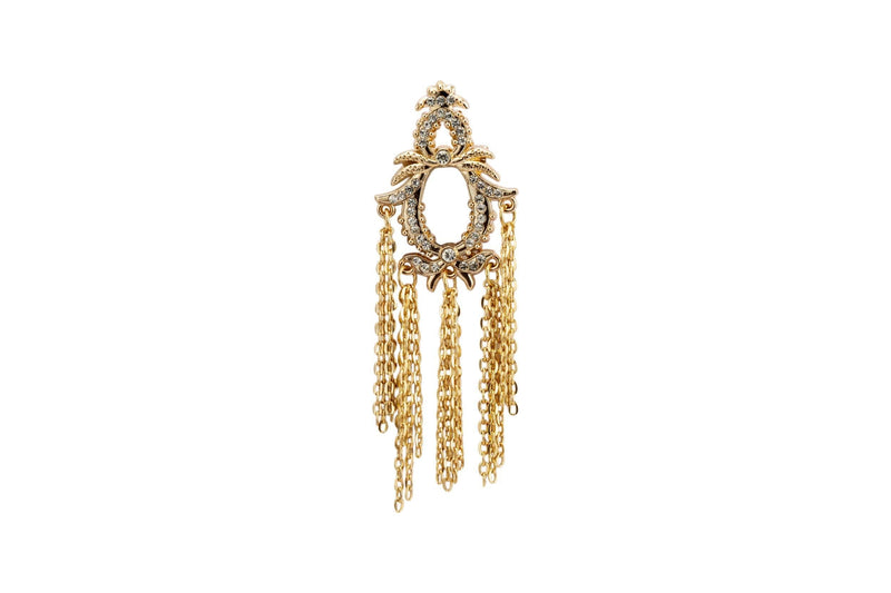 [Australia] - Knighthood Formal Gold Abstract Design with Hanging Chain Pattern Brooch 