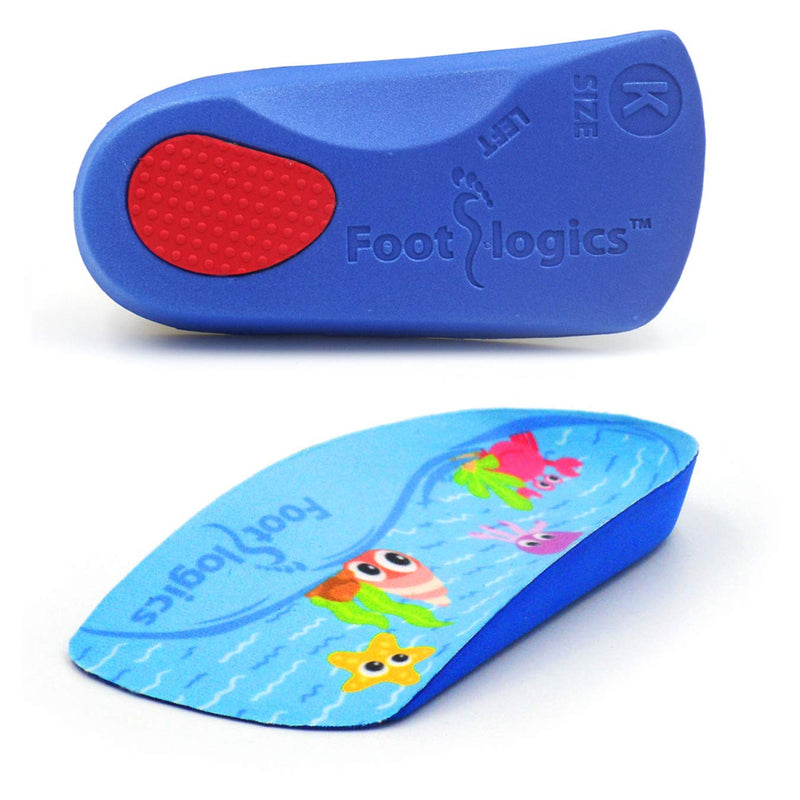 [Australia] - Footlogics Fun Kids Orthotic Shoe Insoles with Arch Support for Children’s Heel Pain (Sever’s Disease), Growing Pains, Flat Feet - Children’s, Pair 3/4 Length (Kids 1-3, Blue) Kids 1-3 3/4 Length - Blue 