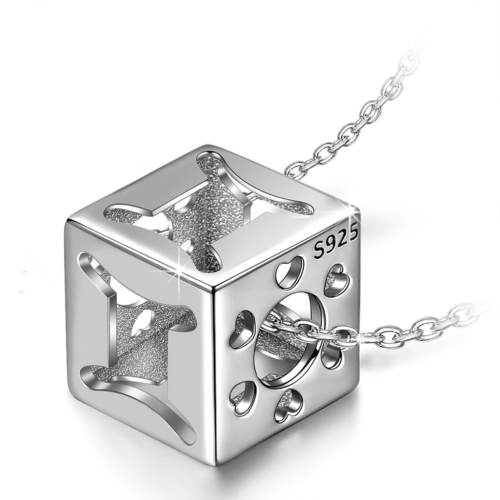 [Australia] - Kate Lynn Gifts for Her Christmas 925 Sterling Silver Necklaces Astrology 12 Constellation Sign Hollow Cubic Pendant Horoscope Zodiac Necklaces with Jewelry Box 17.5"+ 2.0" Gemini 