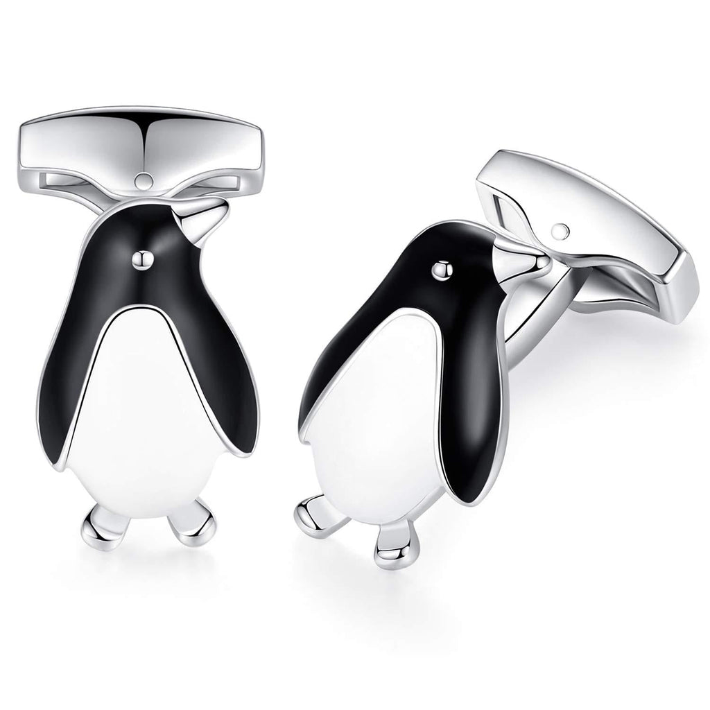 [Australia] - HONEY BEAR Penguin Cufflinks for Mens Business Wedding Gift Black and White 