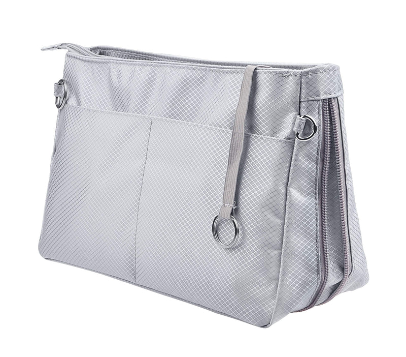[Australia] - Vercord Expandable Nylon Handbag Purse Organizer Insert Liner Shaper Bag in Bag Beige Grey Medium 