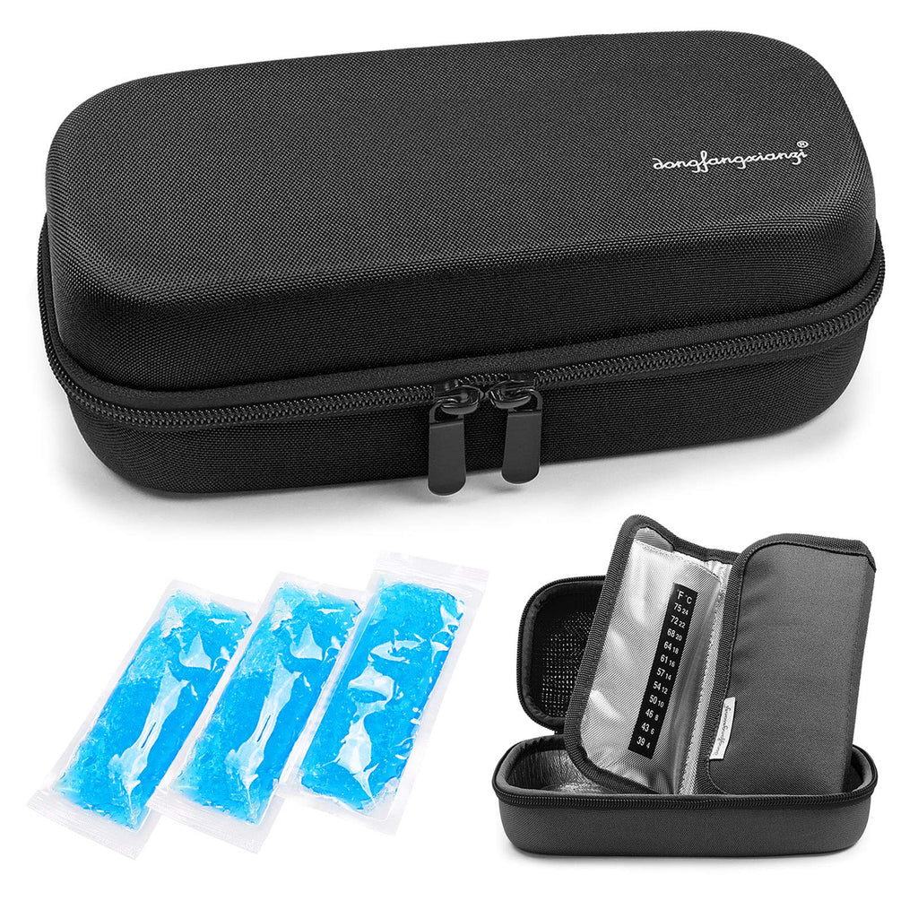 [Australia] - YOUSHARES Insulin Cooler Travel Case - Handy Medication Insulated Diabetic Carrying Cooling Bag for Insulin Pen, Glucose Meter and Diabetic Supplies with 3 Cooler Ice Pack (Black) Black Case 