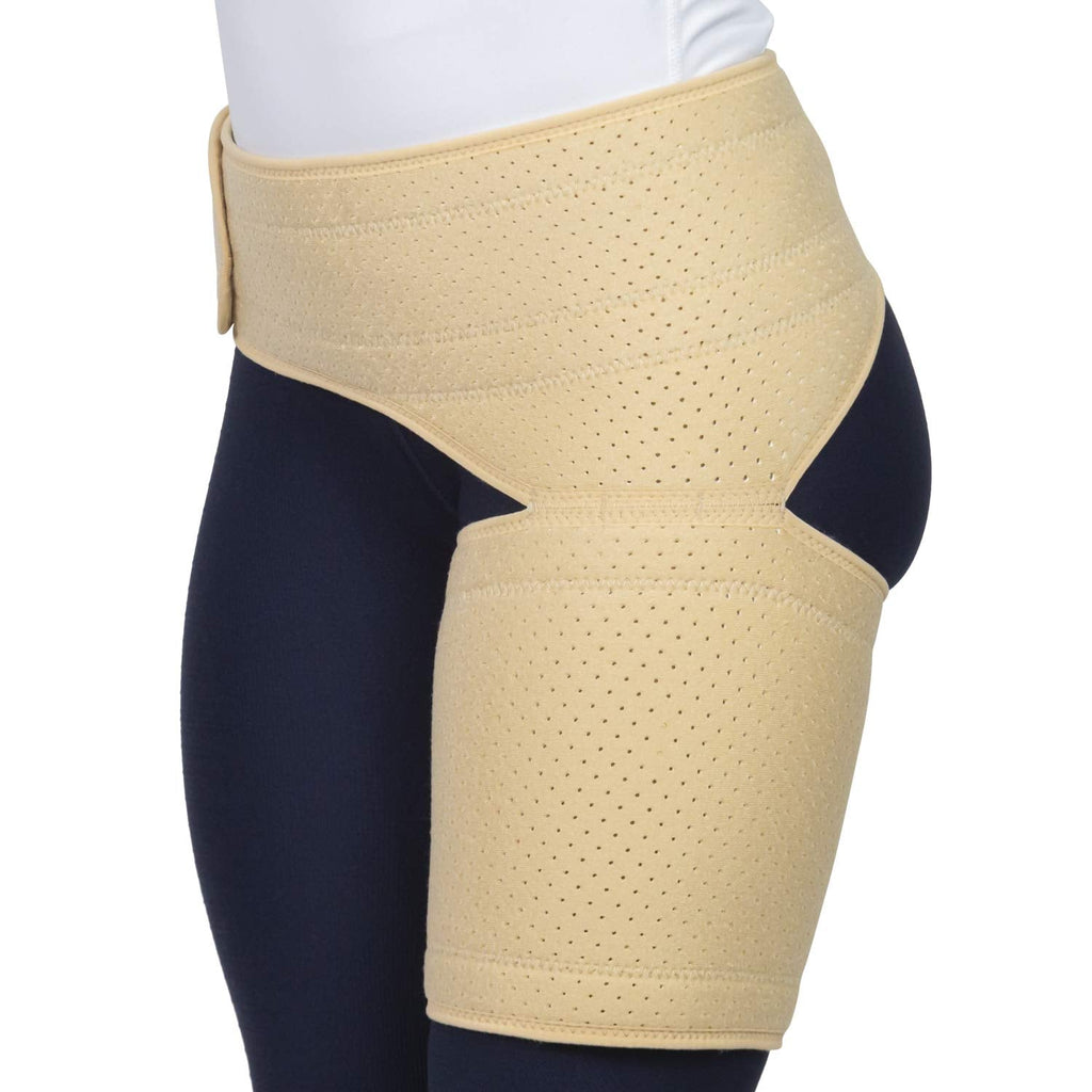 [Australia] - Vive Groin and Hip Brace - Sciatica Wrap for Men and Women - Compression Support for Nerve Pain Relief - Thigh, Hamstring Recovery for Joints, Flexor Strains, Pulled Muscles Beige 25" to 48" 