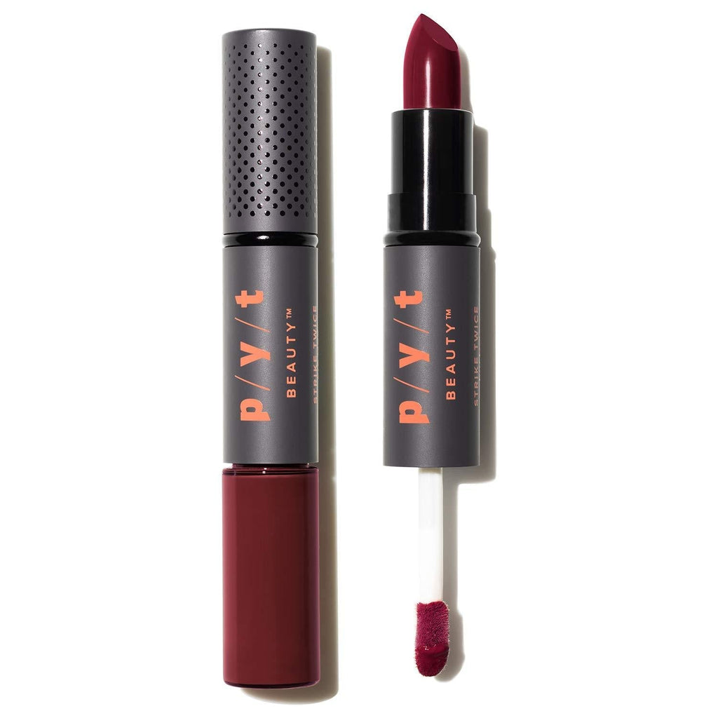 [Australia] - PYT Beauty Double Duty Lipstick + Lip Gloss, Burgundy, Moisturizing, Hypoallergenic, Cruelty Free, Vegan, 1 Count Deja Vu / Burgundy 