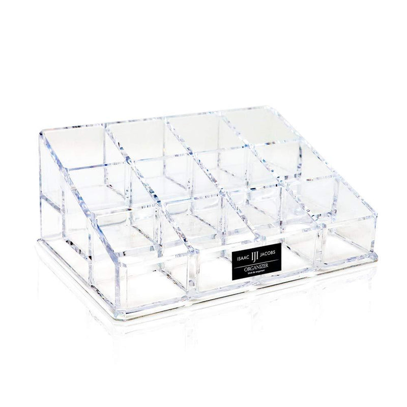 [Australia] - Isaac Jacobs Clear Acrylic 12 Compartment Nail Polish Holder, Organizer for Makeup, Essential Oils, Storage Solution, Rack Display (3 Rows (x4)) 3 Rows (x4) 