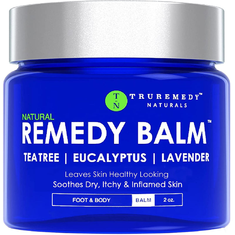 [Australia] - Remedy Tea Tree Oil Balm - Cream for Athletes Foot, Jock Itch, Ringworm, Eczema, Nail Issues, Rash, Skin Irritation - Ointment for Dry, Itchy Skin - Foot & Body Balm with Lavender & Eucalyptus - 2 Oz 