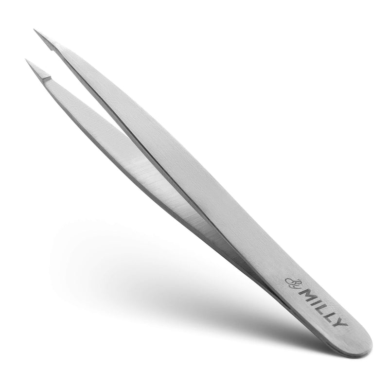 [Australia] - Pointed Tweezers - Stainless Steel - Perfectly Aligned Hand-Filed Point Tip Precision Tweezers - Tweezers for Ingrown Hair, Eyebrows, Facial Hair, Splinters, Glass Removal - Silver 