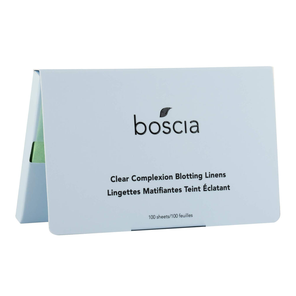 [Australia] - boscia Clear Complexion Blotting Linens, Vegan, Cruelty-Free, Natural and Clean Skincare , Natural Willow Bark Facial Blotting Sheets Formulated for Acne-Prone Skin, 100 Sheets 
