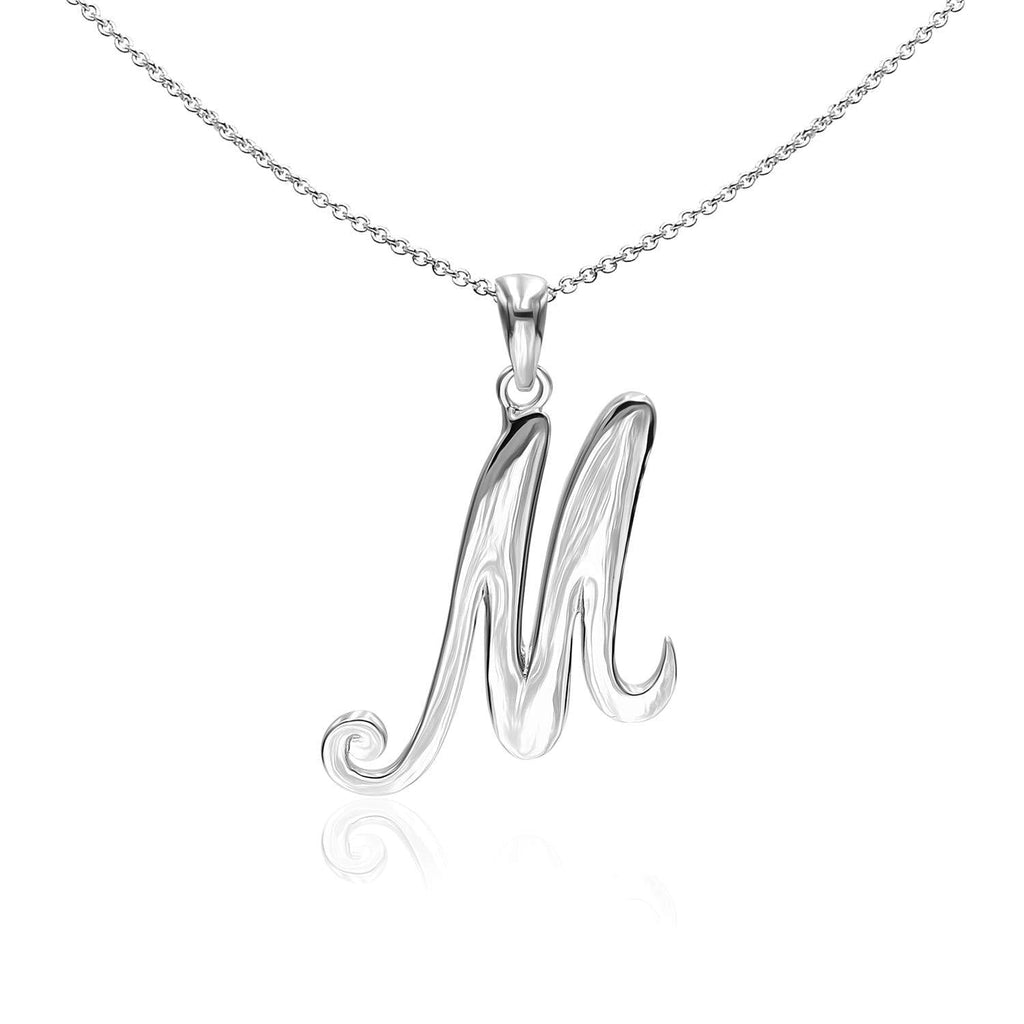 [Australia] - Sea of Ice Sterling Silver Initial Alphabet Letters Pendant Necklace from A-Z, 18 inch Letter - M sterling-silver 