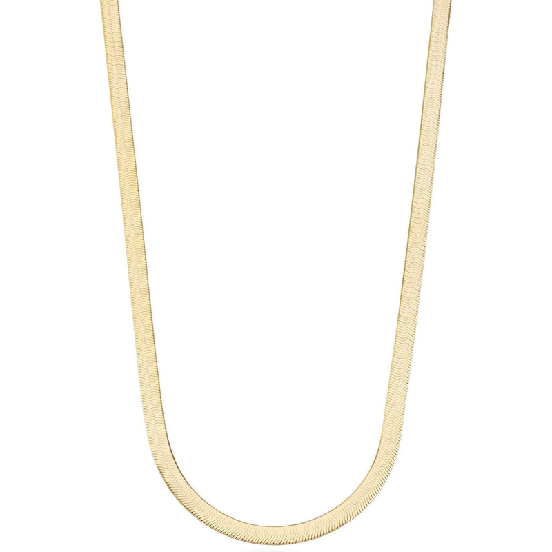 [Australia] - Miabella 18K Gold Over Sterling Silver Italian Solid 4.5mm Flexible Flat Herringbone Chain Necklace Men Women 16, 18, 20, 22, 24 Inch 925 Made in Italy Length 16 Inches (choker length) 