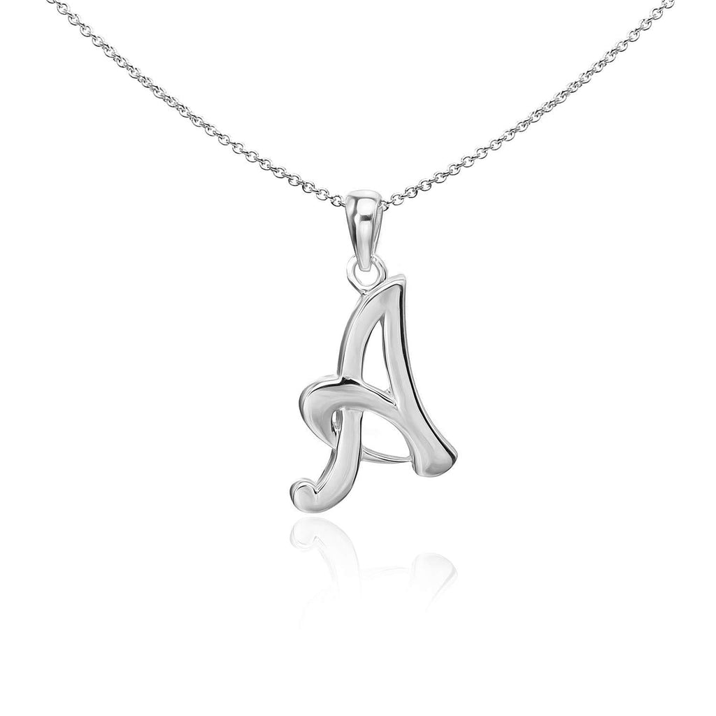 [Australia] - Sea of Ice Sterling Silver Initial Alphabet Letters Pendant Necklace from A-Z, 18 inch Letter - A sterling-silver 