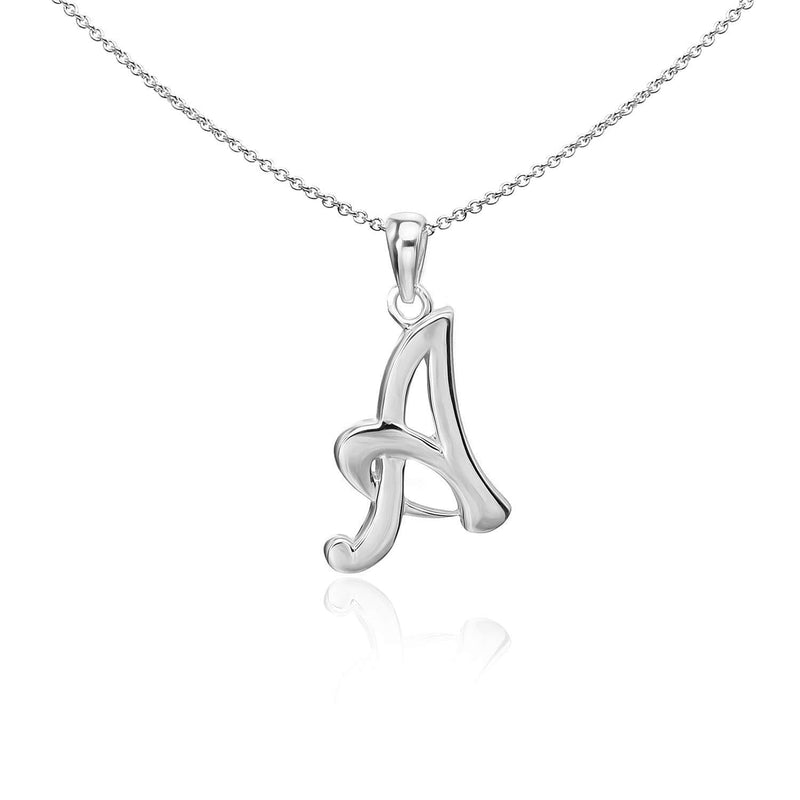 [Australia] - Sea of Ice Sterling Silver Initial Alphabet Letters Pendant Necklace from A-Z, 18 inch Letter - A sterling-silver 