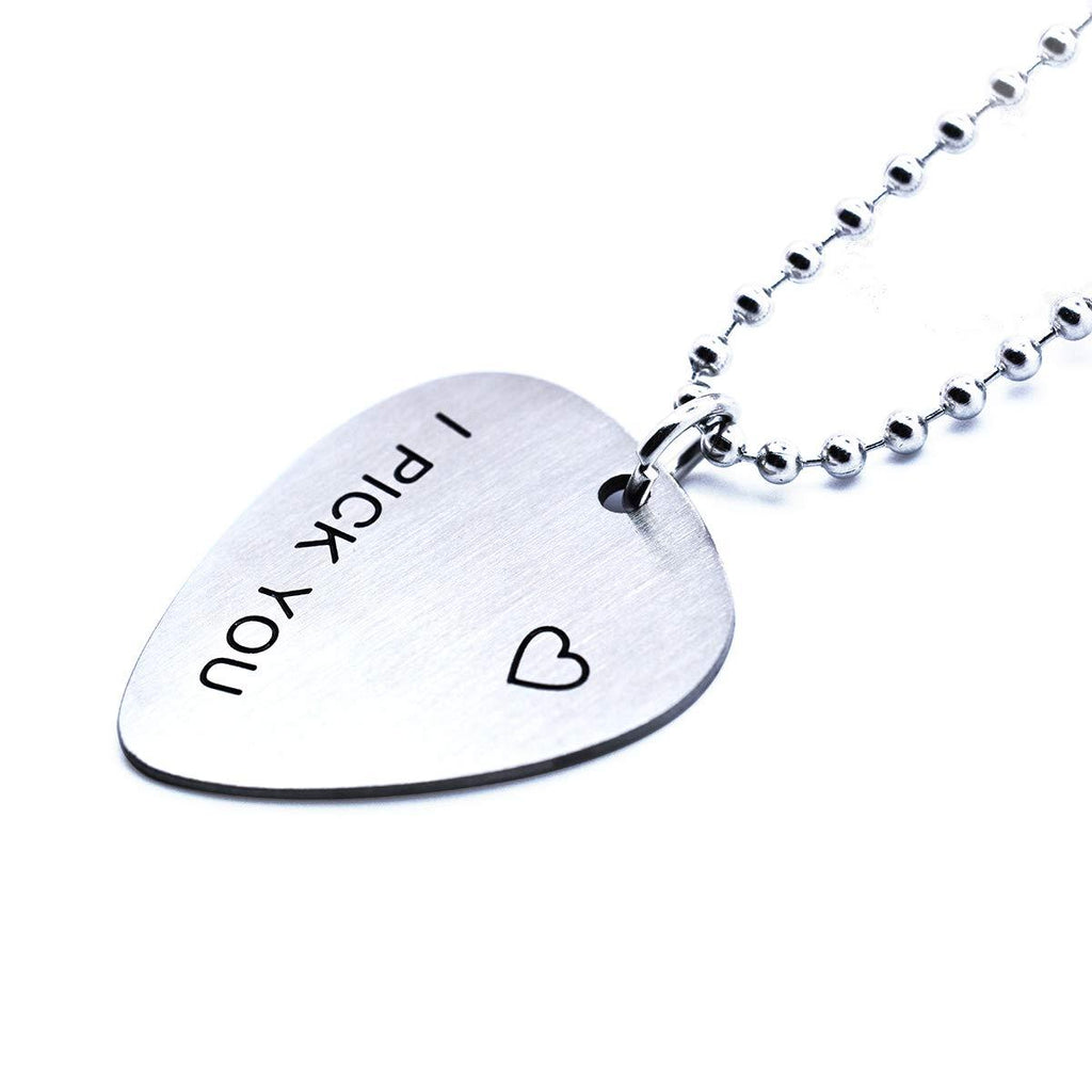 [Australia] - omodofo I Pick You Stainless Steel Guitar Pick Pendant Necklace Music Lover Musician's Gift for Guitar Player 