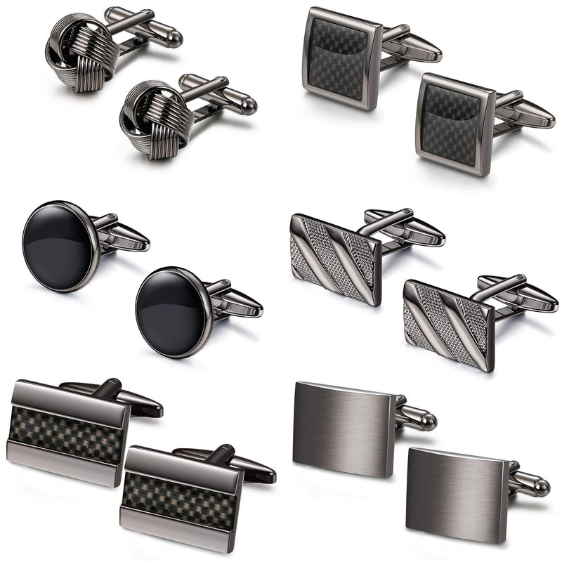 [Australia] - LOLIAS 6 Pairs Classic Cufflinks Set for Men Wedding Business Birthday Father's Gifts with Case A:6 Pairs 