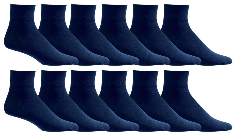 [Australia] - Yacht & Smith Loose Fit Non-Binding Soft Cotton Diabetic Crew and Ankle Socks, Bulk Value Pack (12 Pack Navy Ankle, Women (9-11)) 12 Pack Navy Ankle Women (9-11) 