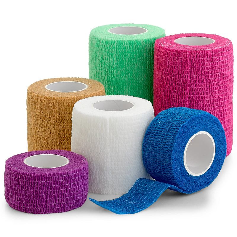 [Australia] - 6 Pack, Self Adherent Cohesive Tape - 1" 2" 3" x 5 Yards Combo Pack, Self Adhesive Bandage Rolls & Sports Athletic Wrap for Ankle, Wrist, Sprains and Swelling, Vet Wraps in Neon Colors 