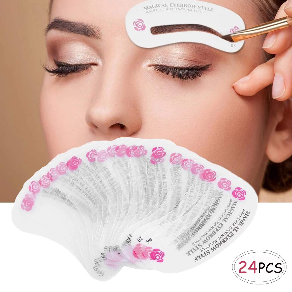 [Australia] - 24 PCS Different Styles Eyebrow Shaping Stencils, Kalolary Eyebrow Grooming Stencil Kit Shaping Templates DIY Tools 