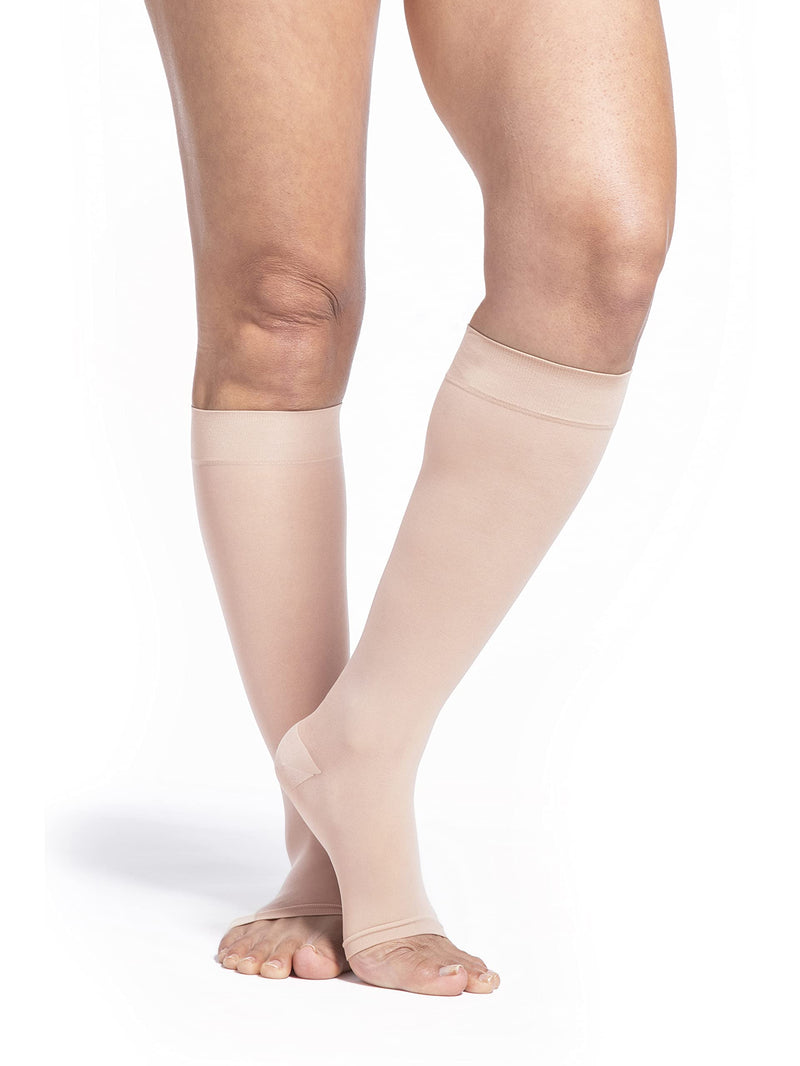 [Australia] - SIGVARIS Women’s Style Sheer 780 Open Toe Calf-High Socks 15-20mmHg Toasted Almond Small Short (1 Pair) 