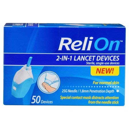 [Australia] - ReliOn - Needle & Lancets for Thin and Delicate Skin – 25 Gauge Needle – Sterile, Single–use Lancet. 1.8mm Penetration Depth. Includes 50 Lancets 