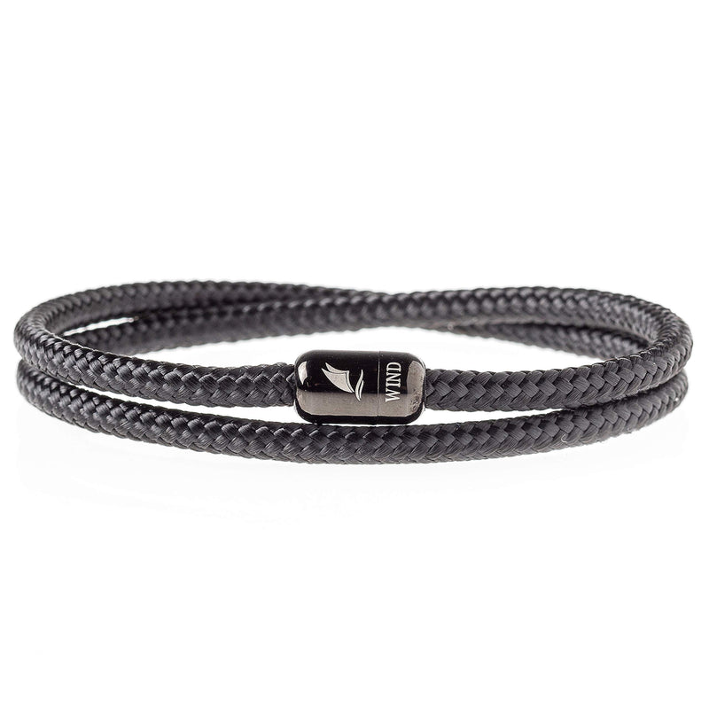 [Australia] - Wind Passion Durable Rope Cord Cuff Bracelet with Magnetic Clasp for Men Women Black Pearl Small ( Wrist size: 14.0 - 15.4 cm ) 