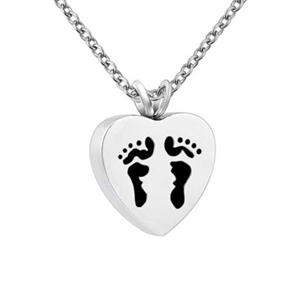 [Australia] - Jesse Ortega Baby First Footprints Heart Love Urn Necklace of Ashes Cremation Jewelry Keepsake Jewelry 