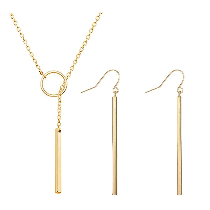[Australia] - Dcfywl731 Punk Simple Style Gold/Silver Plated Lightning Long Exaggerated Square Geometric Stick Drop Dangle Earring for Women A:gold necklace earrings set 