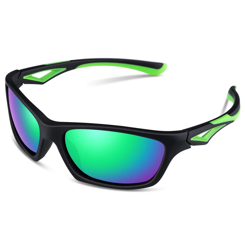 [Australia] - Kids Sunglasses TPEE Unbreakable Polarized Sports Glasses with Adjustable Strap For Boys Girls Age 3-7 Black/Green Frame|green Revo Lense 