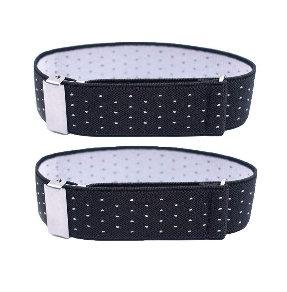 [Australia] - Men's 2PCS Black White Adjustable Shirt Garters Sleeve Holders Armbands 1''Width 