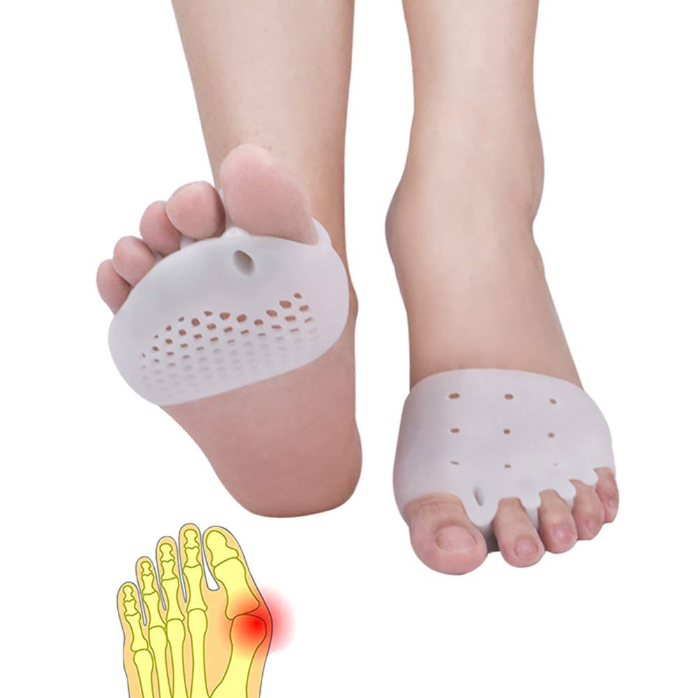 [Australia] - Metatarsal Pads, Toe Separator, Gel Metatarsal Cushion Toe Separators, (4 PCS),New Material, Forefoot Pads, Toe Spacers,Breathable & Soft Gel, Best for Diabetic Feet, Blisters, Forefoot Pain. (White) 