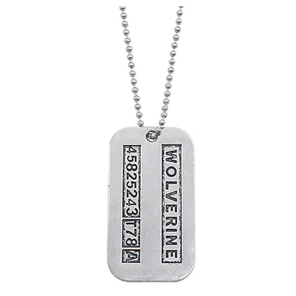 [Australia] - 925 Sterling Silver Plated Wolverine2 Logan's Double-sided Engraved Square Charm Pendant Necklace 
