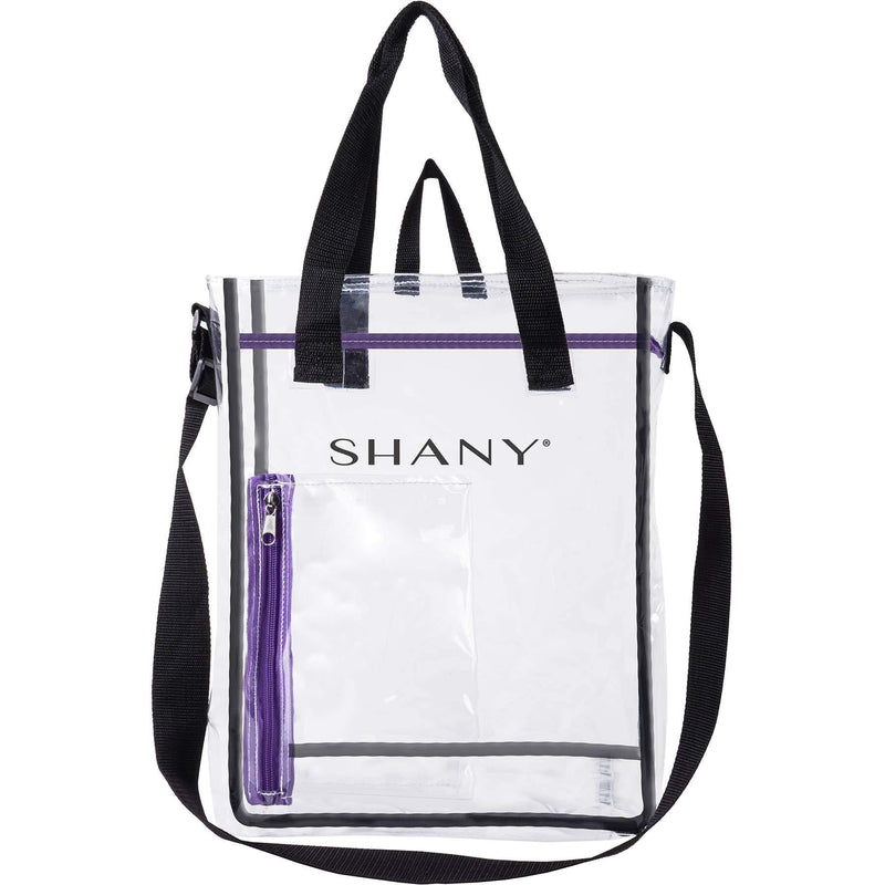 [Australia] - SHANY Clear Toiletry and Makeup Carry-On Travel Bag – Large Multiple Handle, Two-Tone Tote with Purple Front Zippered Pocket 