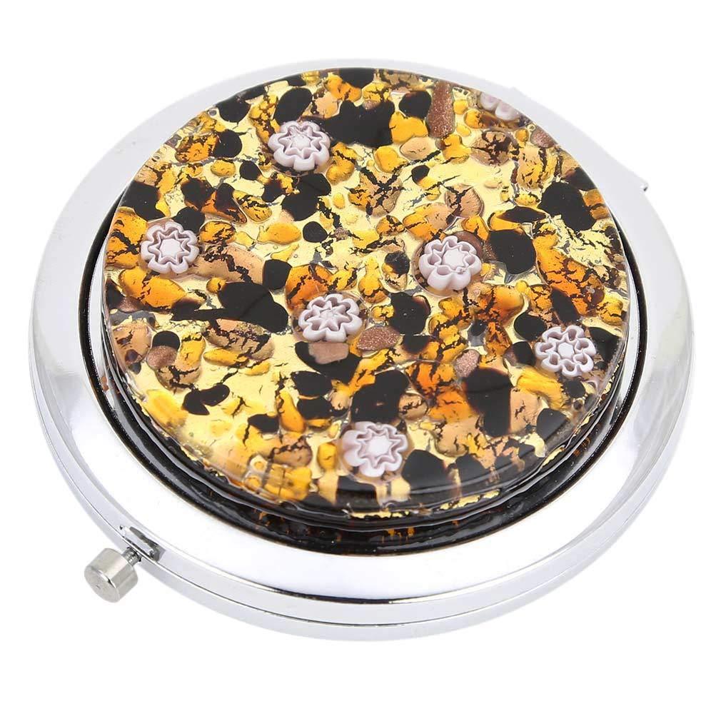 [Australia] - GlassOfVenice Murano Glass Millefiori Folding Compact Mirror - Topaz Gold 