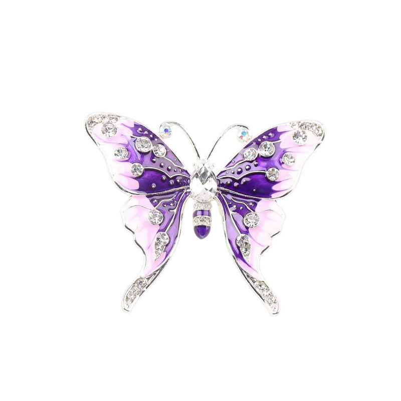 [Australia] - FEELMEM Crystal Rhinestone Butterfly Brooch Pin Blue Color Butterfly Brooches for For Women Girls Wedding/Banquet/Birthday Party purple 