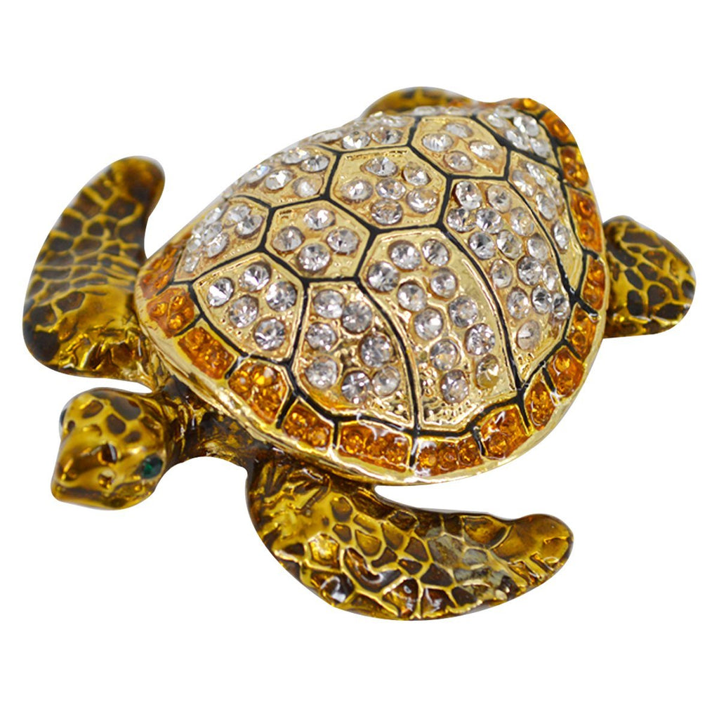 [Australia] - CLARA Crystal Studded Sea Turtle Jewelry Box Hand-Painted Collectible Trinket Box Proposal Engagement Ring Box Tortoise a-Tortoise 