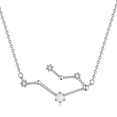 [Australia] - VIKI LYNN 925 Sterling Silver Created Opal Zodiac Necklace Gemini 