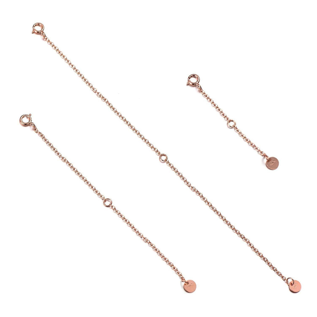 [Australia] - LONAGO 3 Pieces 925 Sterling Silver Necklace Extender Chain Bracelet Anklet Extension Set Adjustable Length, 2"+4"+6" rose-gold-plated-silver/2"+4"+6" 