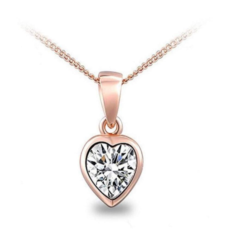 [Australia] - Amnoz Rose Gold Plated Sterling Silver Single Paving Cubic Zirconia Heart Pendant Necklace cubic-zirconia 