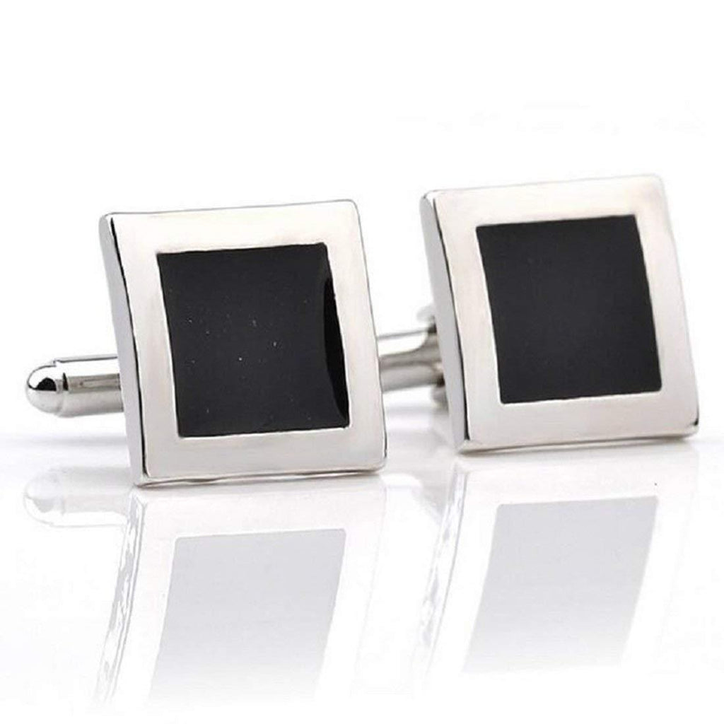 [Australia] - I Jewels Stylish Business Suit Sleeve Decoration Square Shape Black Button Cufflinks for Men (CL03) 