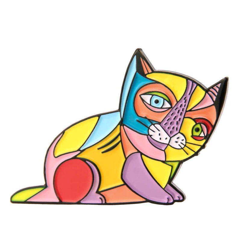 [Australia] - GS-JJ Art History Cat Enamel Lapel Pin 1.25" Picasso Style 