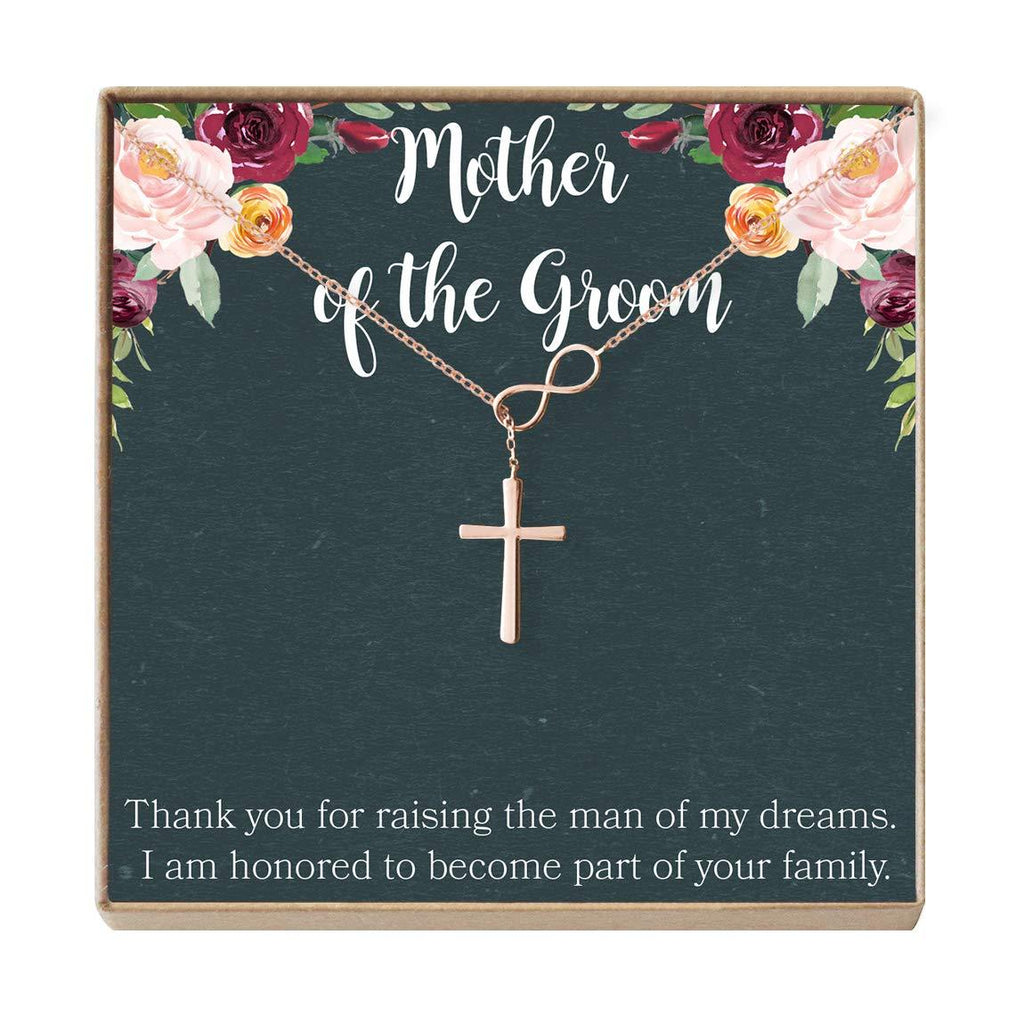 [Australia] - Dear Ava Mother of The Groom Gift Necklace: Parent of The Groom Jewelry, Infinity Cross (Rose-Gold-Plated-Brass, NA) 