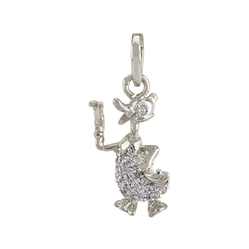 [Australia] - Efulgenz Silver Plated Cubic Zirconia Chunky Donald Duck Pendant Chain Necklace Jewelry for Women Girls 