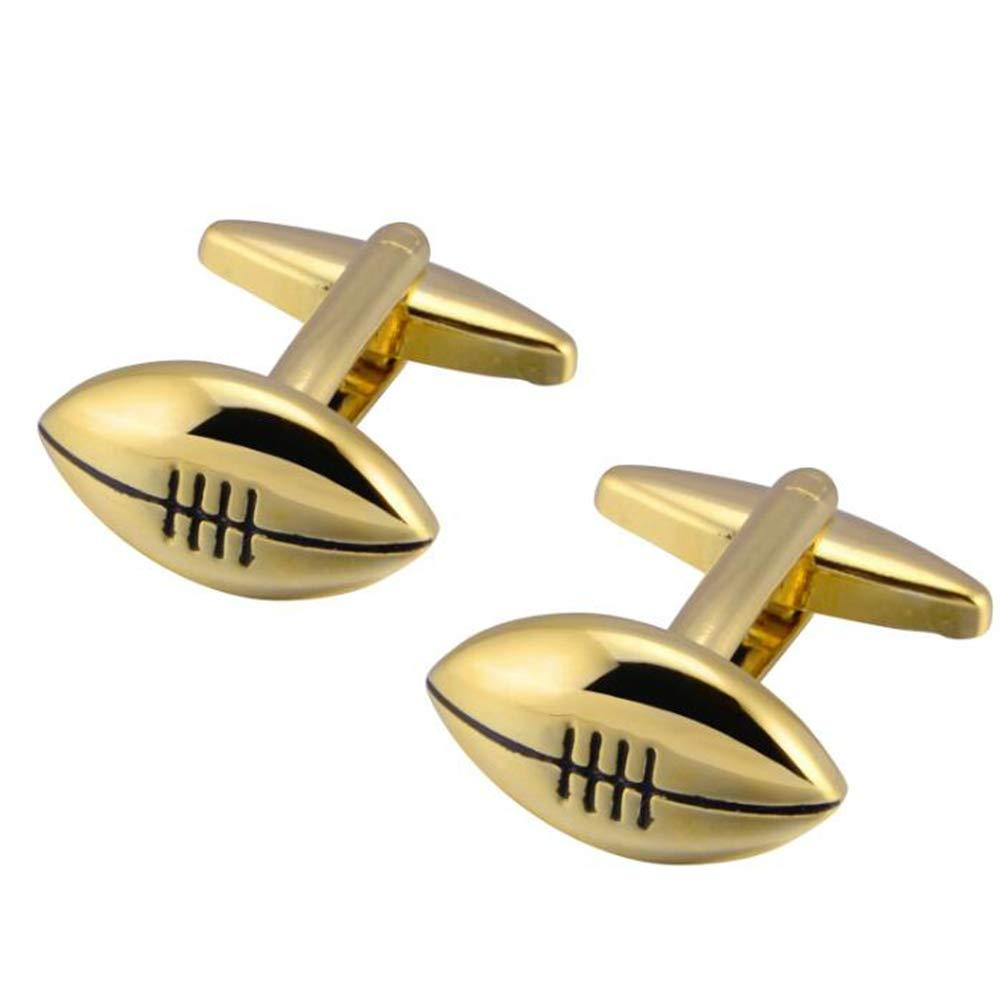 [Australia] - Football Pair Cufflinks Pigskin Solid Half Gold Wedding Cuff Links 