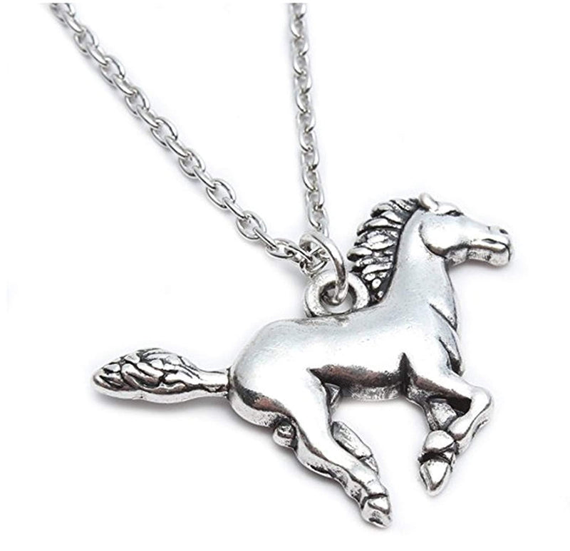 [Australia] - Silver Horse Gifts for Girl Teen Kids Necklace Stainless Steel Necklace Horse Jewelry for Women Gift 18" 