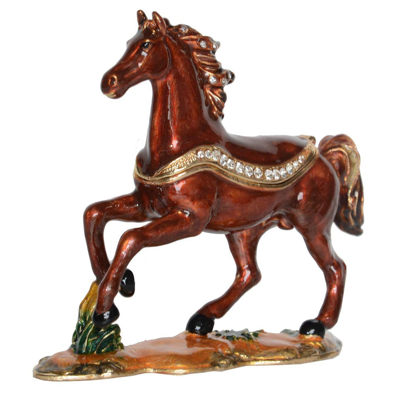 [Australia] - Minihouse Horse Trinket Box Hinged Hand-Painted Enameled AnimalFigurine Collectible Jewelry Box Ring Holder, Unique Gift for Home Decor 