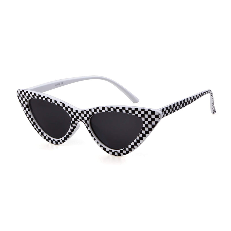 [Australia] - Gifiore Retro Vintage Cateye Sunglasses for Women Clout Goggles Plastic Frame Glasses Checkered 51 Millimeters 