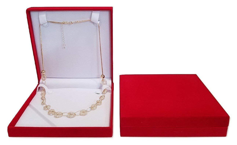 [Australia] - JM XXL Extra Large Red Velvet Gift Box for Set Jewelry - Long Necklace Bracelet, Ring Travel Jewelry Organizer 